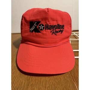 Vintage Kmart Havoline Racing Snapback Hat Red Nylon‎ Rope Clark Sportswear